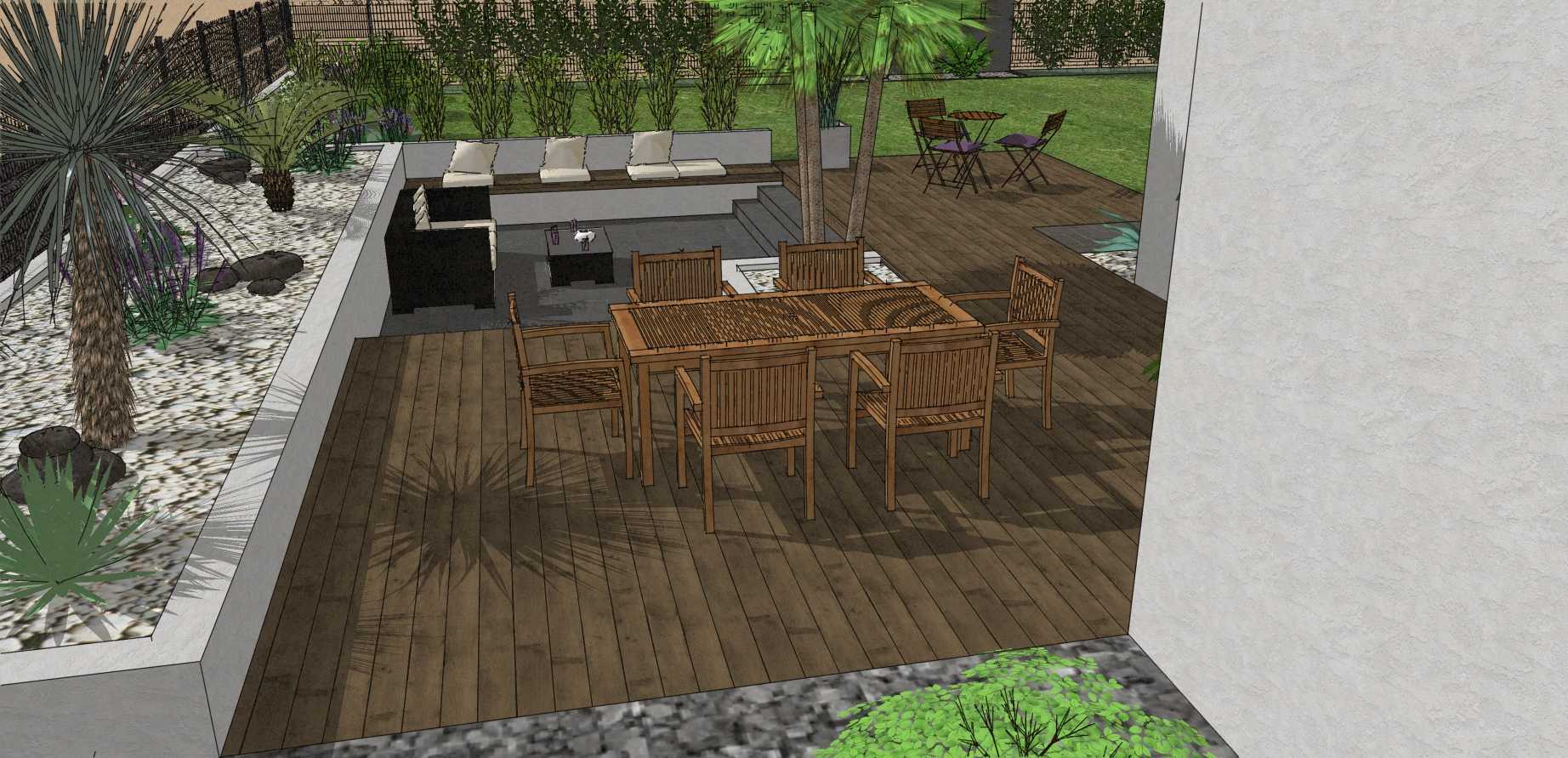 Création complète du jardin dans un style moderne en prenant en compte les visàvis et