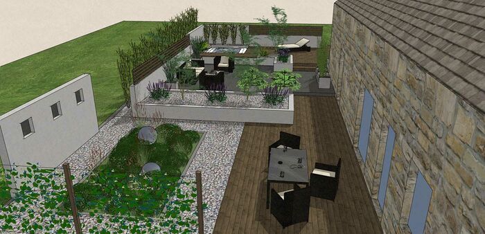 Repenser la totalité de l’aménagement des terrasses, intégrer un spa, créer un espace cosy . - HENON morin1