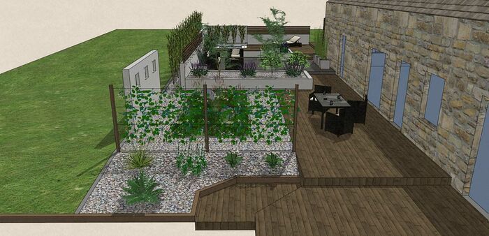 Repenser la totalité de l’aménagement des terrasses, intégrer un spa, créer un espace cosy . - HENON morin3