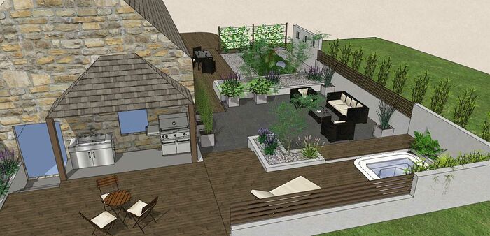 Repenser la totalité de l’aménagement des terrasses, intégrer un spa, créer un espace cosy . - HENON morin7